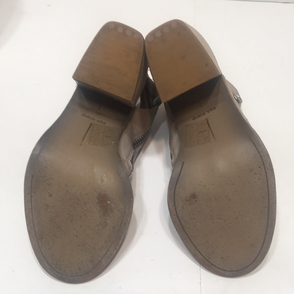 DOLCE VITA Leather Port Booties open toe Taupe 6.5 - Picture 8 of 14